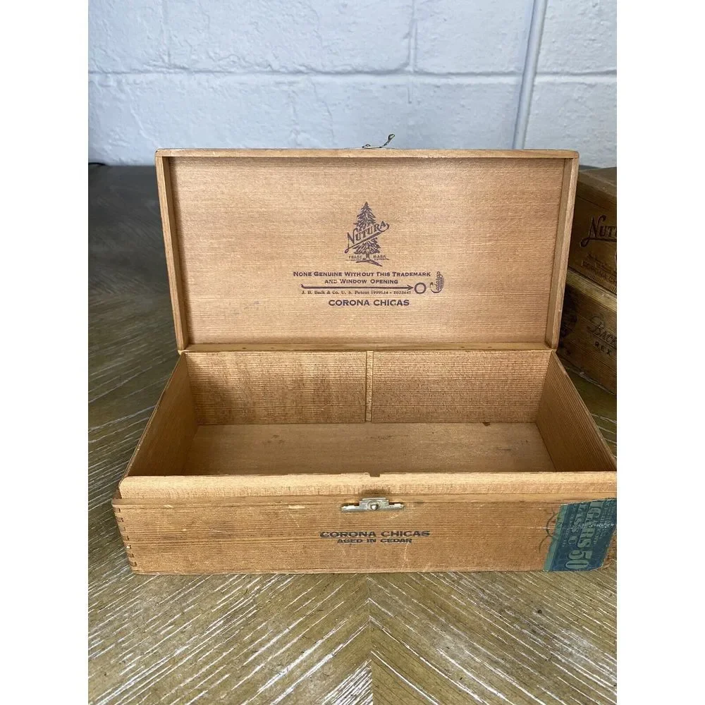 Vintage 1930 Wood Cigar Box X3 Nutura Cedarap Corona Chicas Backs Rex JB Back Co